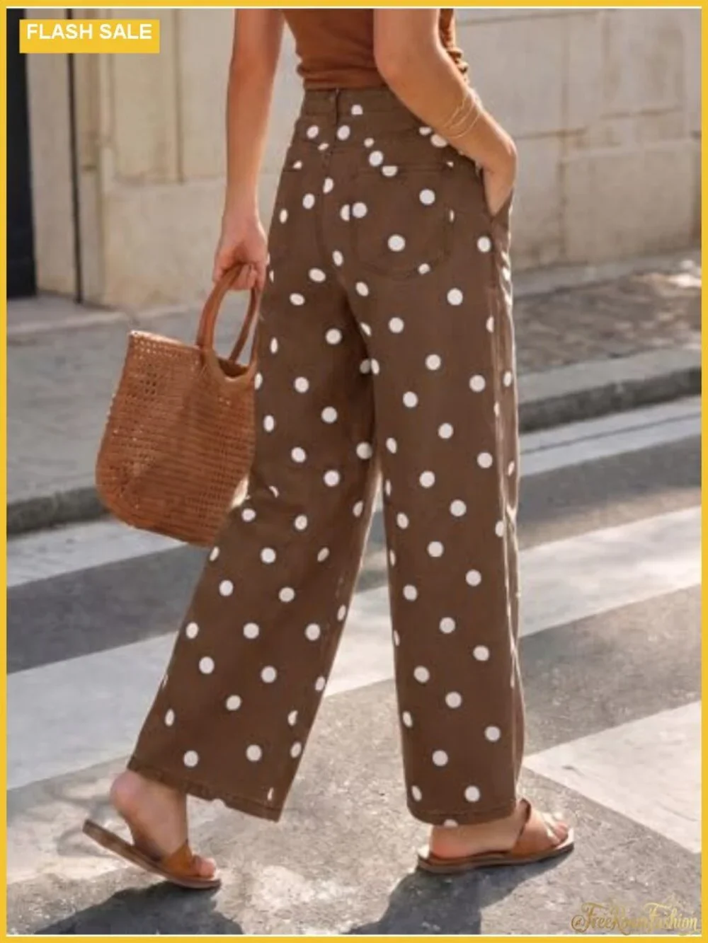 Women's High Rise Barrel Jeans Polka Dot Wide Leg Loose Stretchy Denim